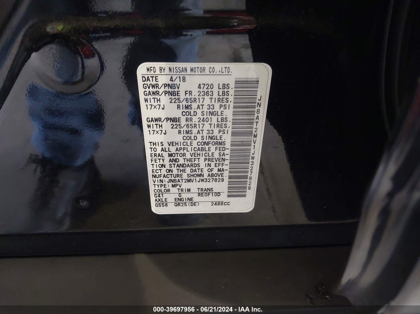 2018 NISSAN ROGUE S - JN8AT2MV1JW327829