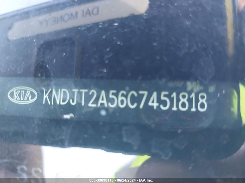 2012 Kia Soul VIN: KNDJT2A56C7451818 Lot: 39698116