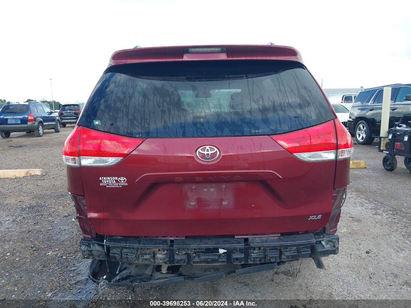 2012 Toyota Sienna Xle V6 8 Passenger VIN: 5TDYK3DC8CS263292 Lot: 39698253