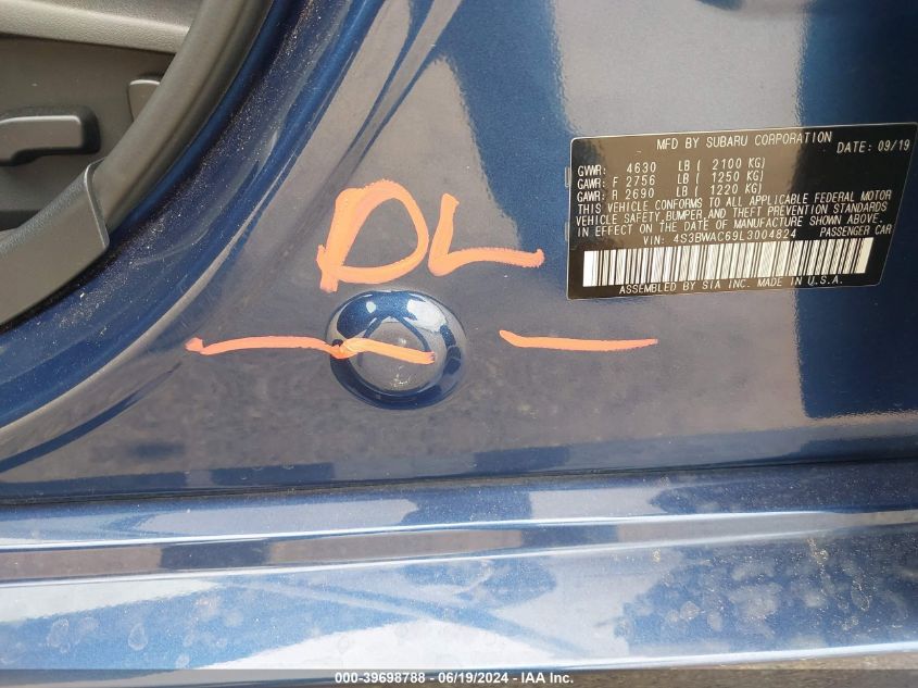 2020 Subaru Legacy Premium VIN: 4S3BWAC69L3004824 Lot: 39698788