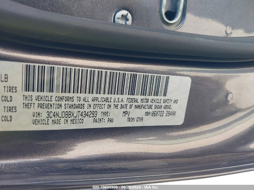 2018 Jeep Compass Latitude VIN: 3C4NJDBBXJT434293 Lot: 39698908