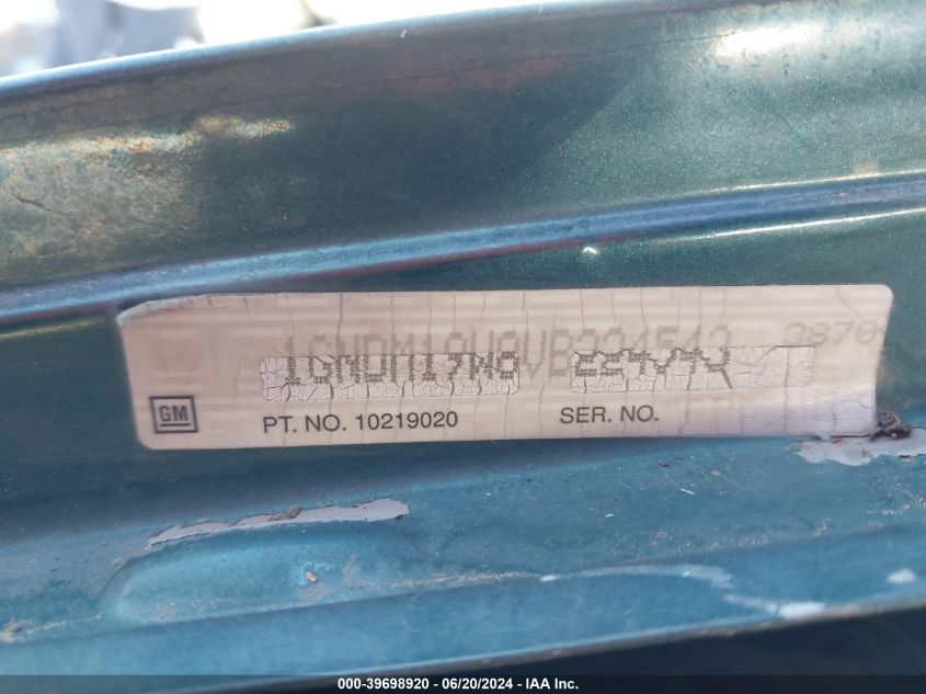 1997 Chevrolet Astro VIN: 1GNDM19W8VB224543 Lot: 39698920