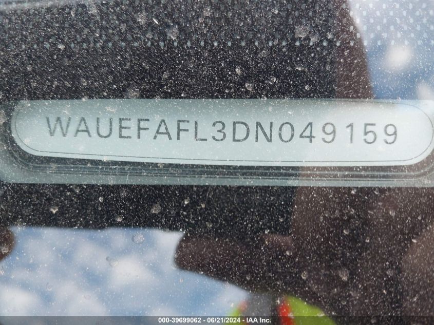 2013 Audi A4 Premium Plus VIN: WAUEFAFL3DN049159 Lot: 39699062