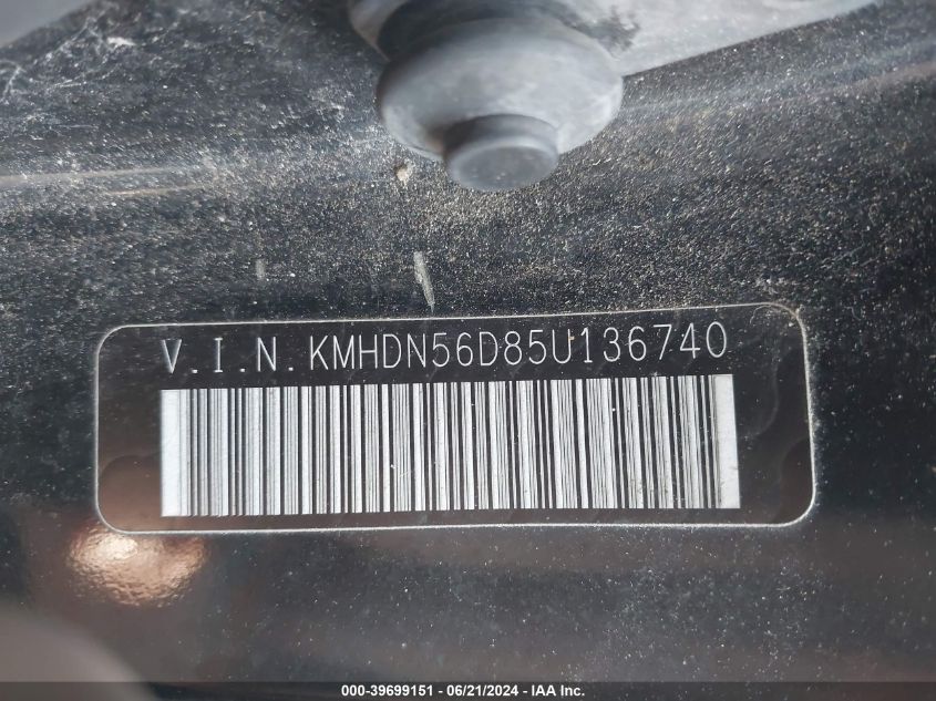 2005 Hyundai Elantra Gls/Gt VIN: KMHDN56D85U136740 Lot: 39699151