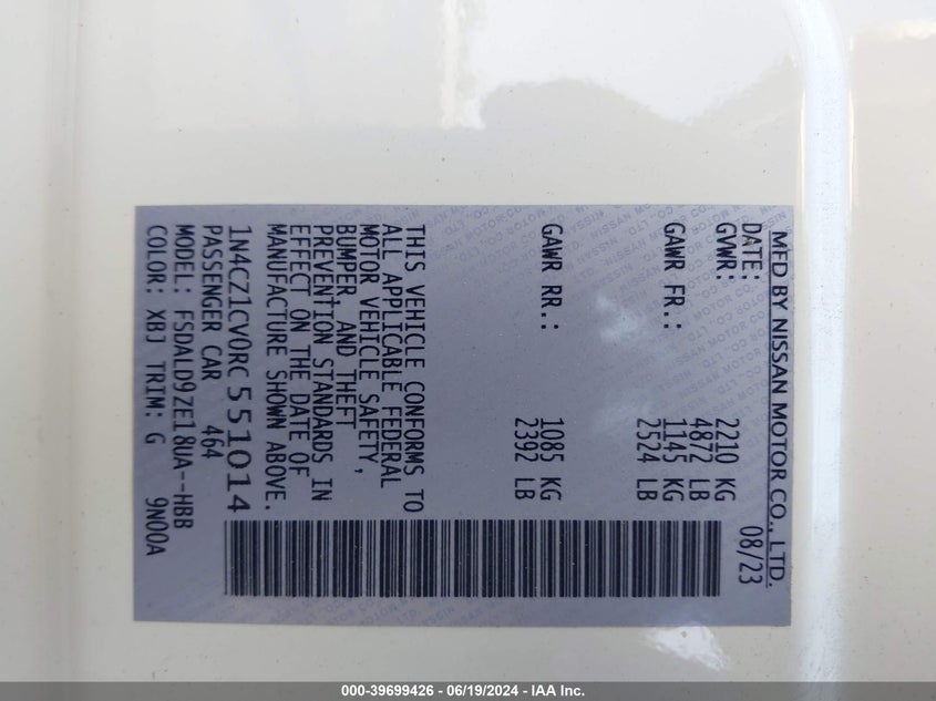 2024 NISSAN LEAF SV PLUS - 1N4CZ1CV0RC551014