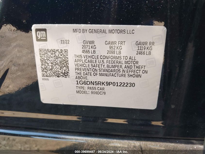 2023 Cadillac Ct5 Premium Luxury VIN: 1G6DN5RK9P0122230 Lot: 39699487