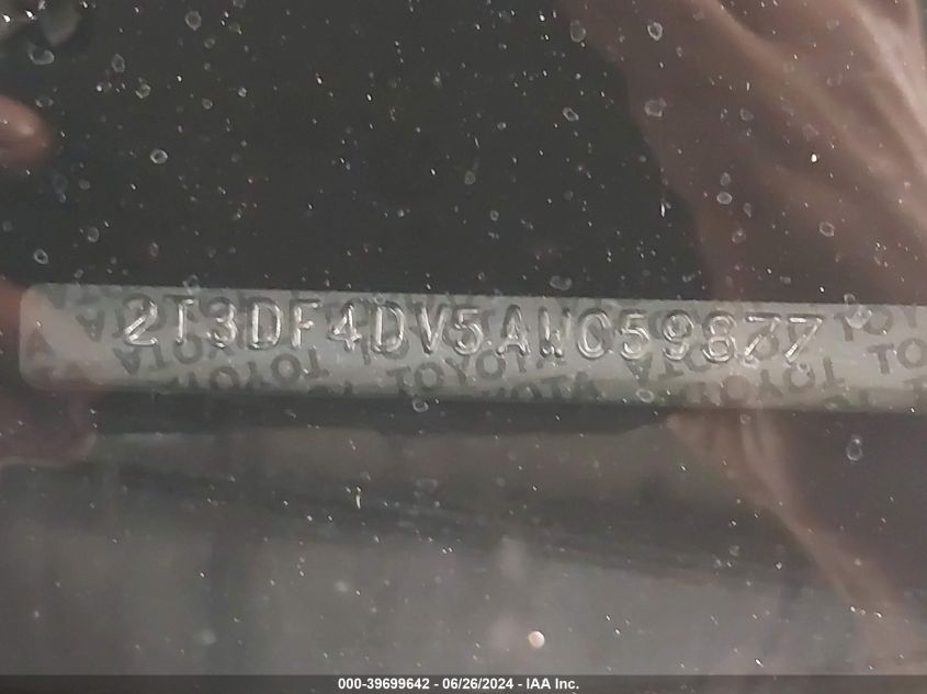 2010 Toyota Rav4 Limited VIN: 2T3DF4DV5AW059877 Lot: 39699642