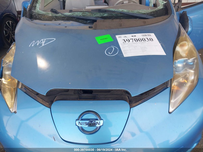 2012 Nissan Leaf Sl VIN: JN1AZ0CP1CT022923 Lot: 39700030