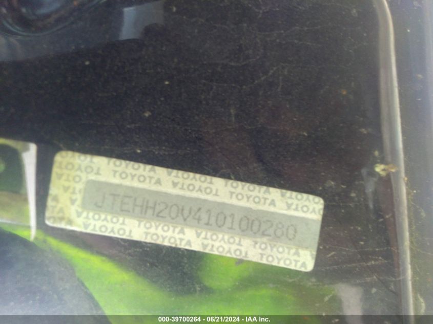 2001 Toyota Rav4 VIN: JTEHH20V410100280 Lot: 39700264