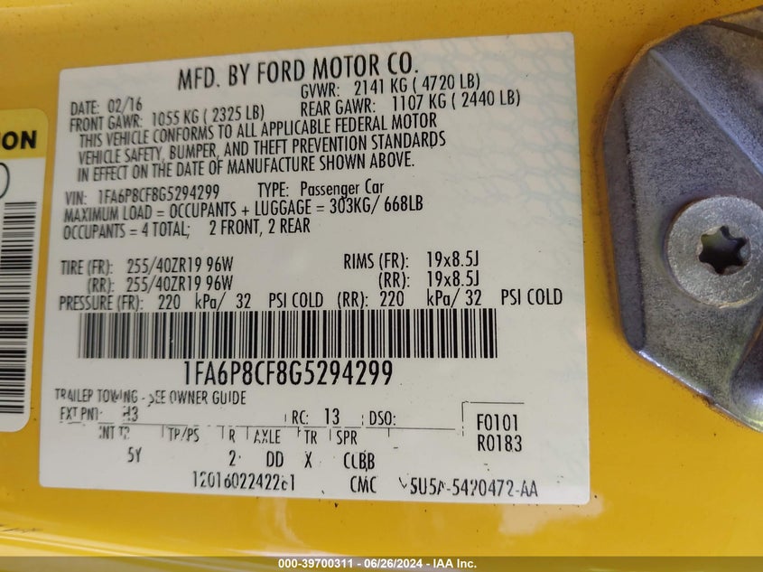 1FA6P8CF8G5294299 2016 Ford Mustang Gt Premium