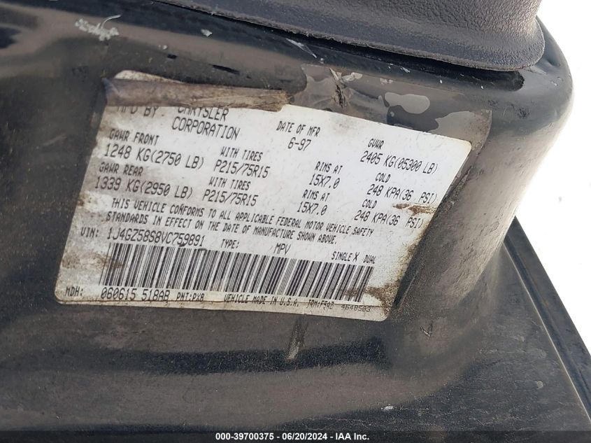 1997 Jeep Grand Cherokee Laredo/Tsi VIN: 1J4GZ58S8VC759891 Lot: 39700375