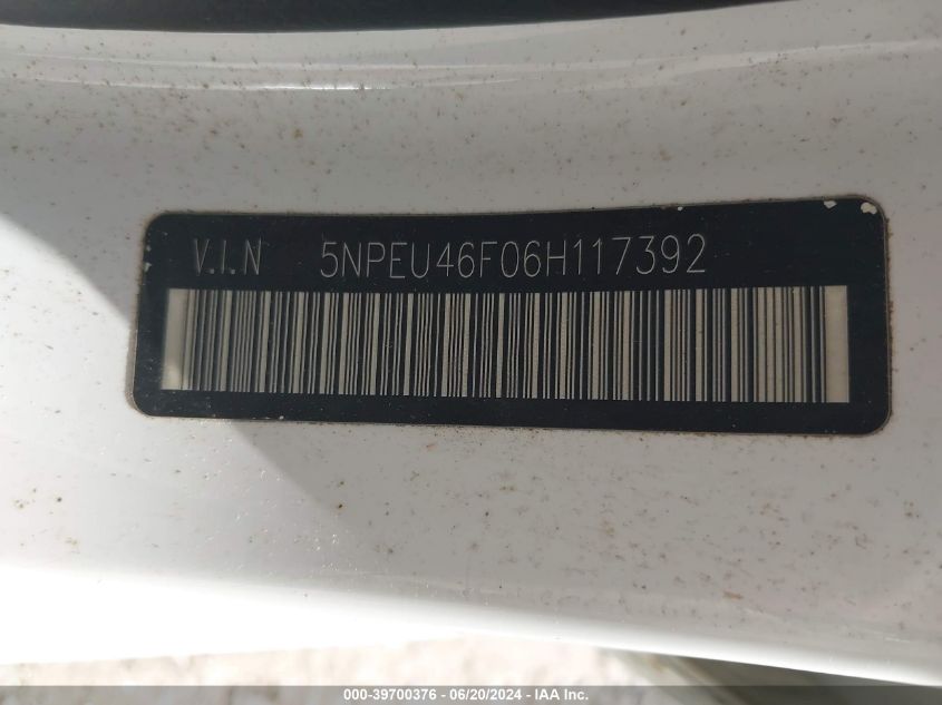 5NPEU46F06H117392 | 2006 HYUNDAI SONATA