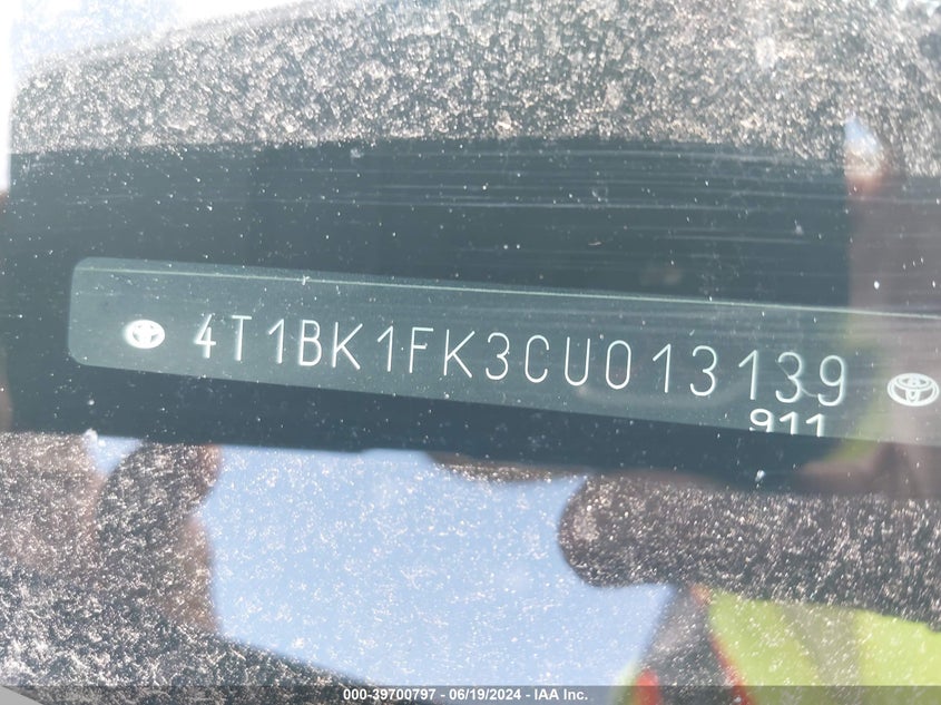 2012 Toyota Camry Se V6/Xle V6 VIN: 4T1BK1FK3CU013139 Lot: 39700797