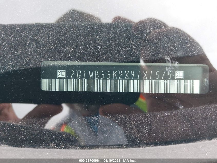 2008 Chevrolet Impala Ls VIN: 2G1WB55K289181575 Lot: 39700964
