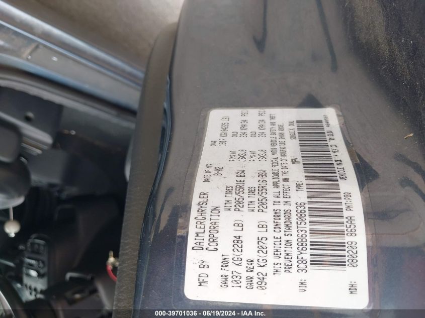 2003 Chrysler Pt Cruiser Limited VIN: 3C8FY68B63T508636 Lot: 39701036