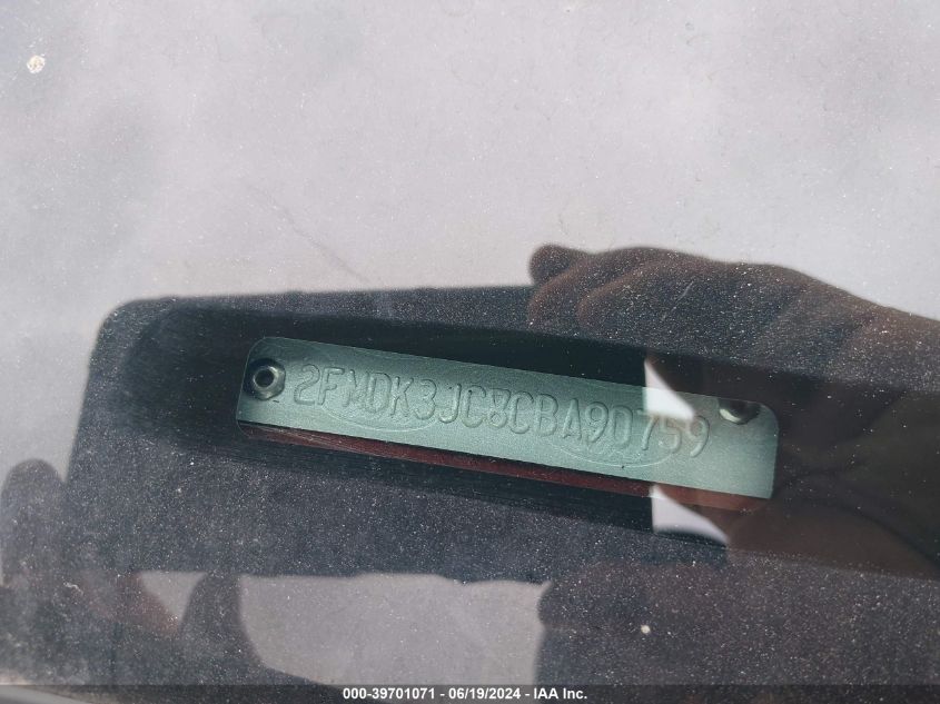 2012 Ford Edge Sel VIN: 2FMDK3JC8CBA90759 Lot: 39701071