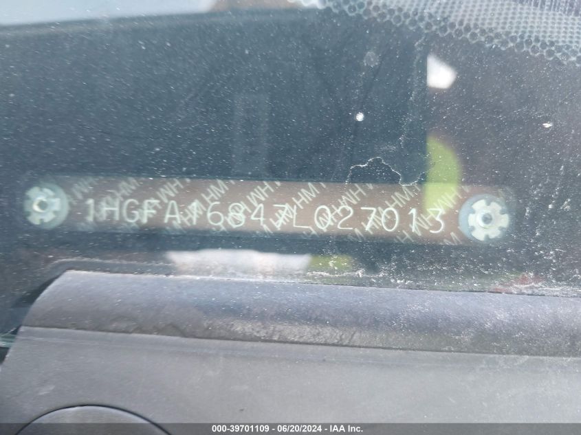 2007 Honda Civic Ex VIN: 1HGFA16847L027013 Lot: 39701109