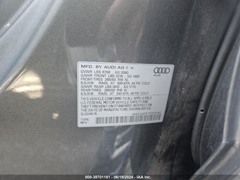 WA1LGAFE7FD012482 | 2015 AUDI Q7