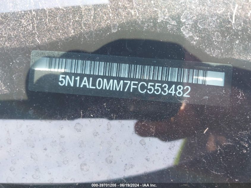 2015 Infiniti Qx60 VIN: 5N1AL0MM7FC553482 Lot: 39701205