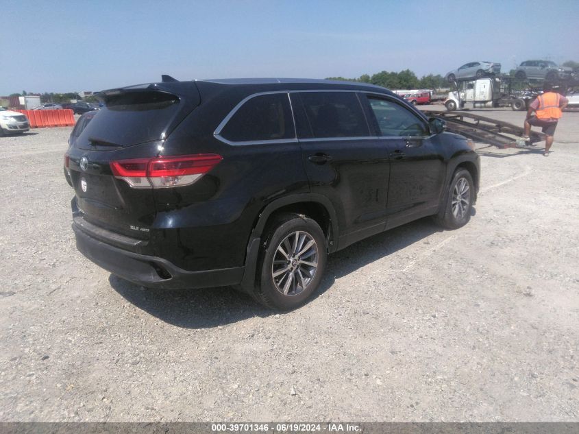 2019 Toyota Highlander Xle VIN: 5TDJZRFH3KS580128 Lot: 39701346