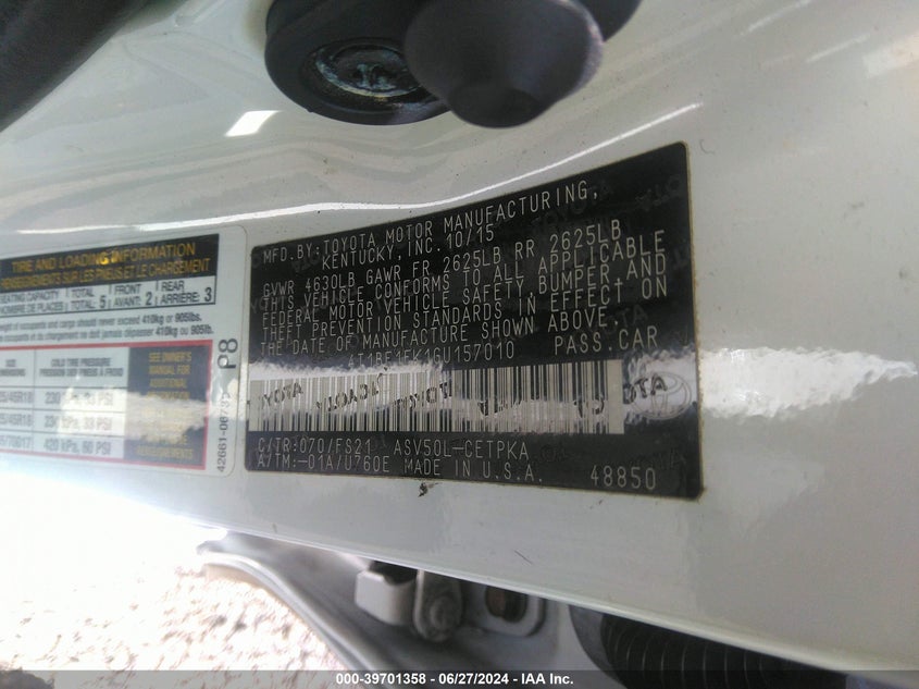 2016 Toyota Camry Le/Xle/Se/Xse VIN: 4T1BF1FK1GU157010 Lot: 39701358