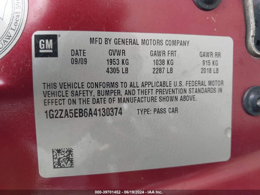 1G2ZA5EB6A4130374 2010 Pontiac G6