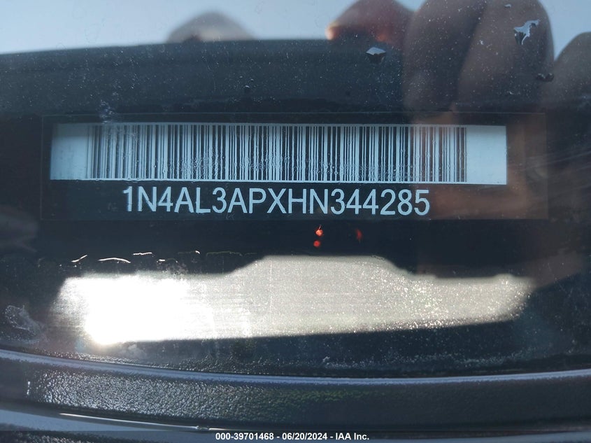 VIN 1N4AL3APXHN344285 2017 NISSAN ALTIMA 2.5/S/SV/SL/SR