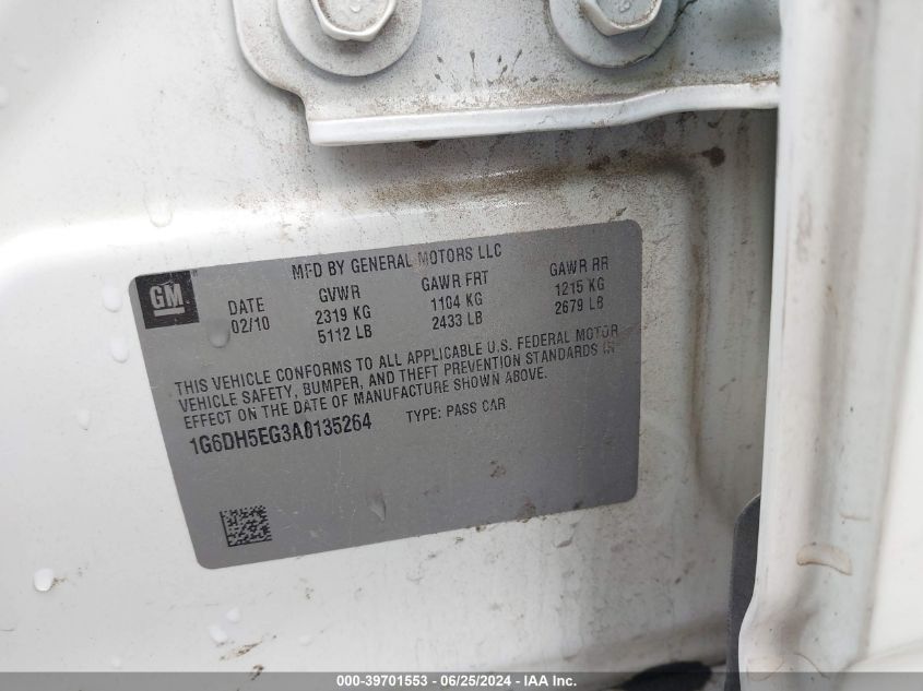 2010 Cadillac Cts Luxury Collection VIN: 1G6DH5EG3A0135264 Lot: 39701553