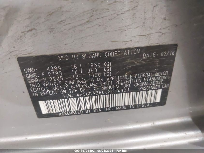 2018 SUBARU IMPREZA 2.0I PREMIUM - 4S3GKAB66J3614521