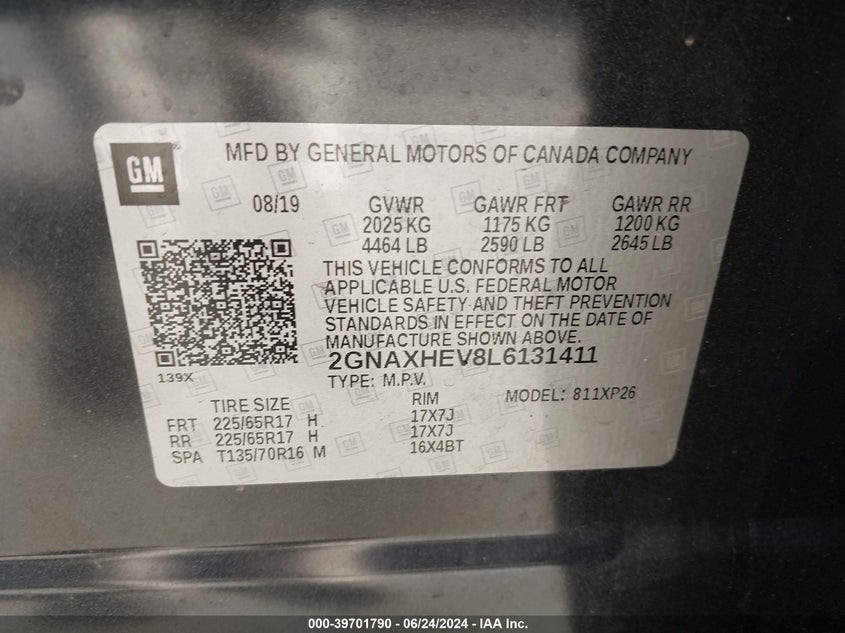 2020 CHEVROLET EQUINOX LS - 2GNAXHEV8L6131411