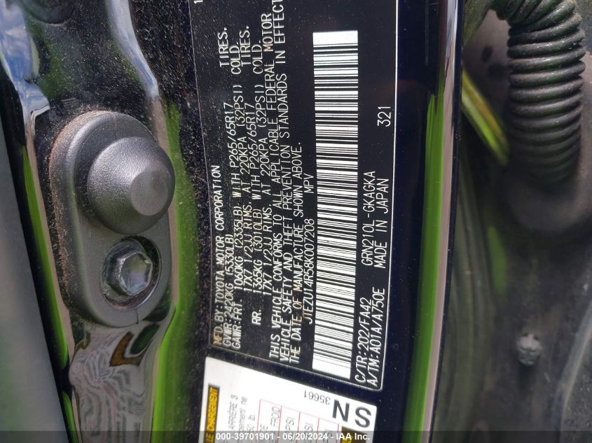 2008 Toyota 4Runner Sr5 V6 VIN: JTEZU14R58K007208 Lot: 39701901