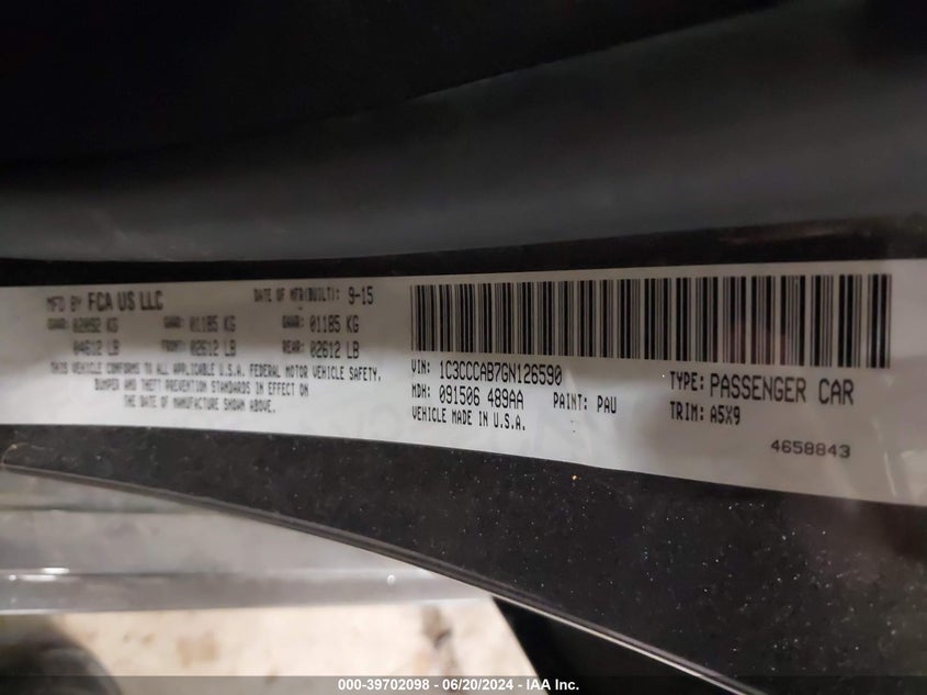 2016 CHRYSLER 200 LIMITED - 1C3CCCAB7GN126590