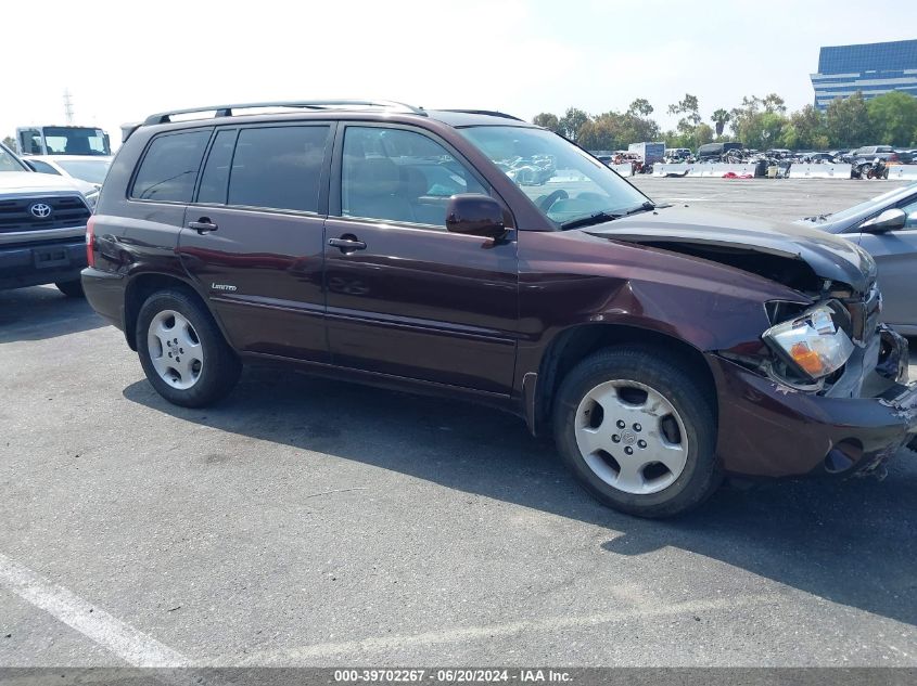 2006 Toyota Highlander Limited VIN: JTEEP21A960183309 Lot: 39702267