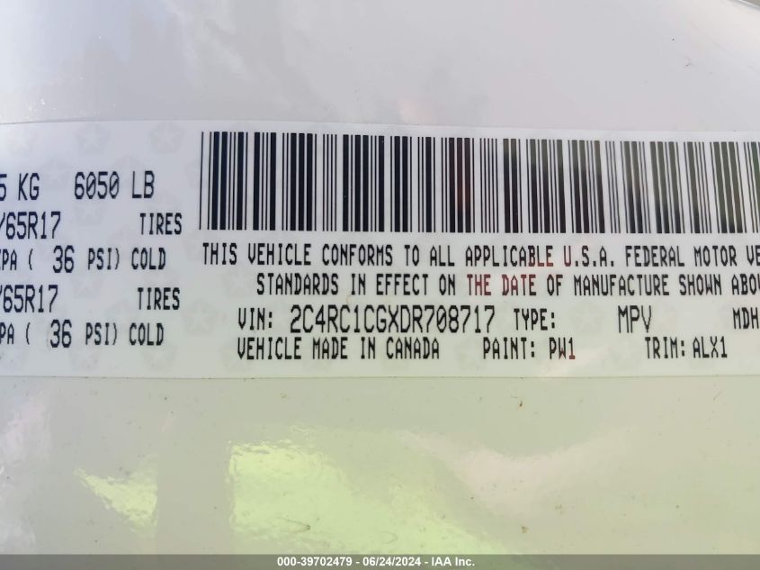 2013 Chrysler Town & Country Touring-L VIN: 2C4RC1CGXDR708717 Lot: 39702479