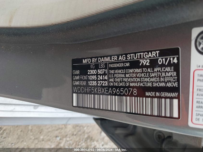 VIN WDDHF5KBXEA965078 2014 Mercedes-Benz E 350 no.9