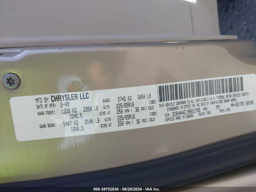 2009 Dodge Grand Caravan Se VIN: 2D8HN44E19R621785 Lot: 39702830