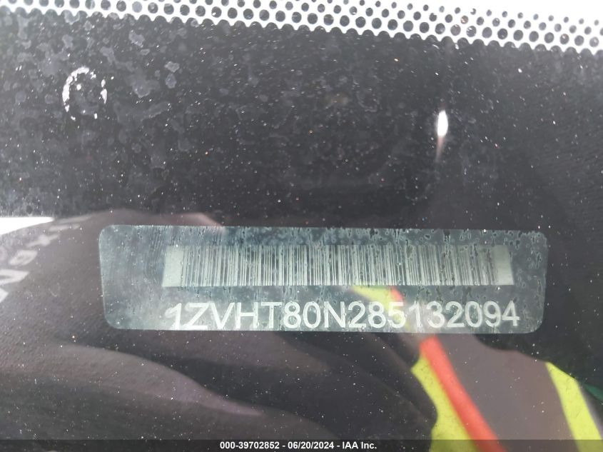 2008 Ford Mustang V6 Deluxe/V6 Premium VIN: 1ZVHT80N285132094 Lot: 39702852