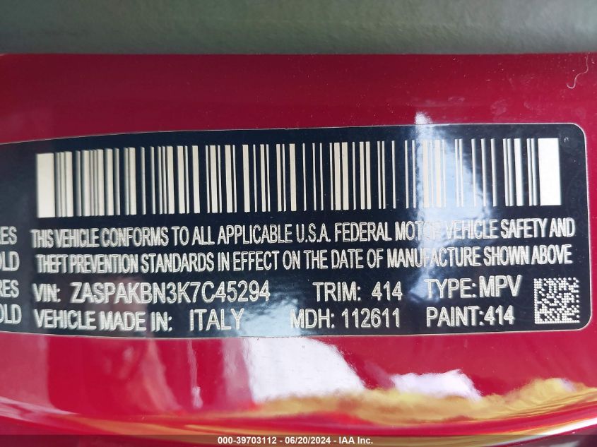 2019 Alfa Romeo Stelvio Ti Awd VIN: ZASPAKBN3K7C45294 Lot: 39703112