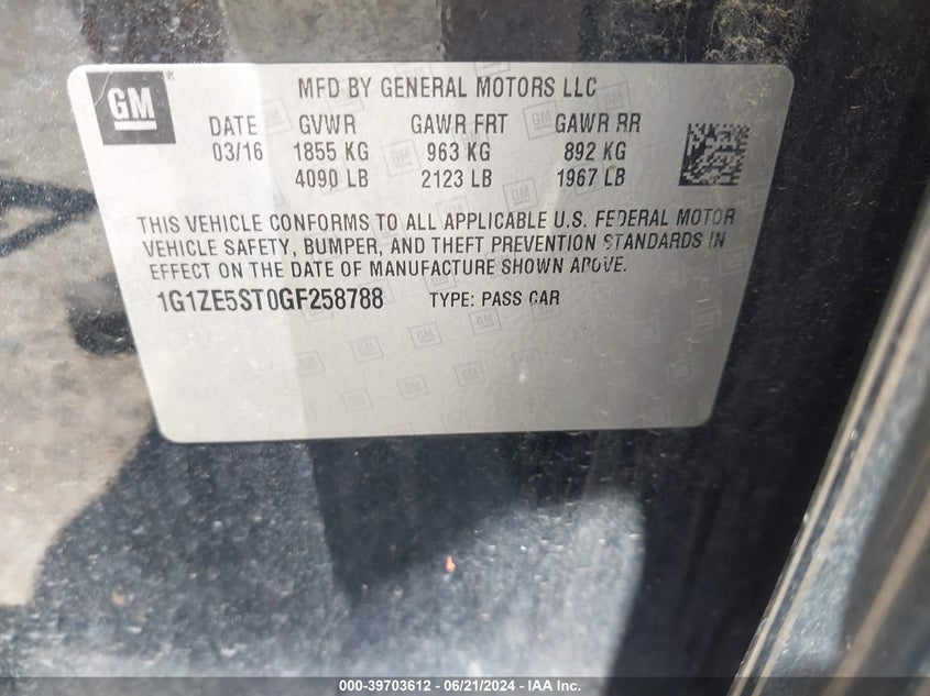 2016 CHEVROLET MALIBU 1LT - 1G1ZE5ST0GF258788