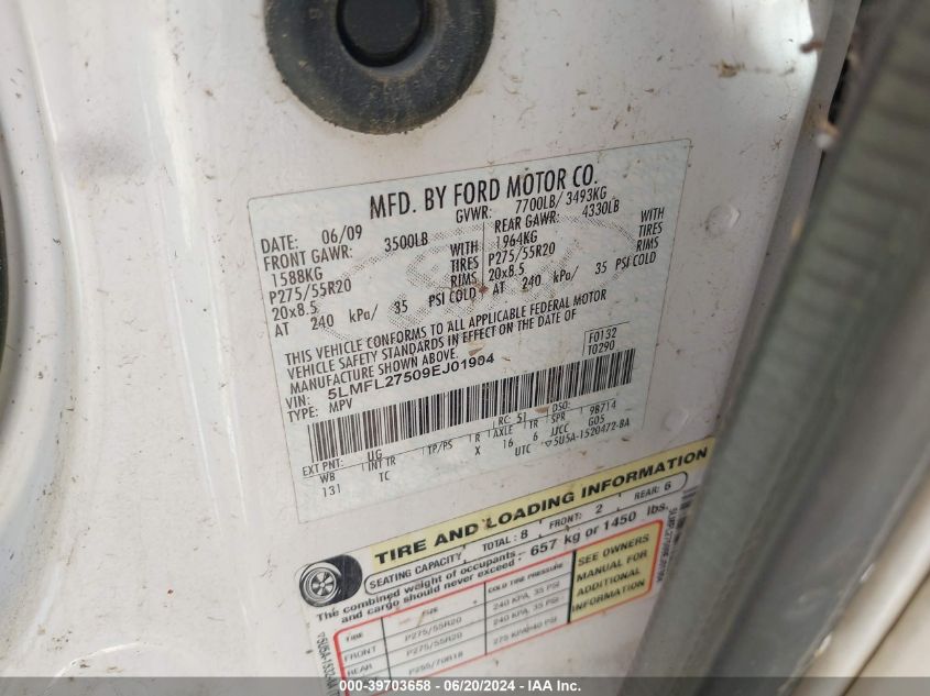 2009 Lincoln Navigator L VIN: 5LMFL27509EJ01904 Lot: 39703658