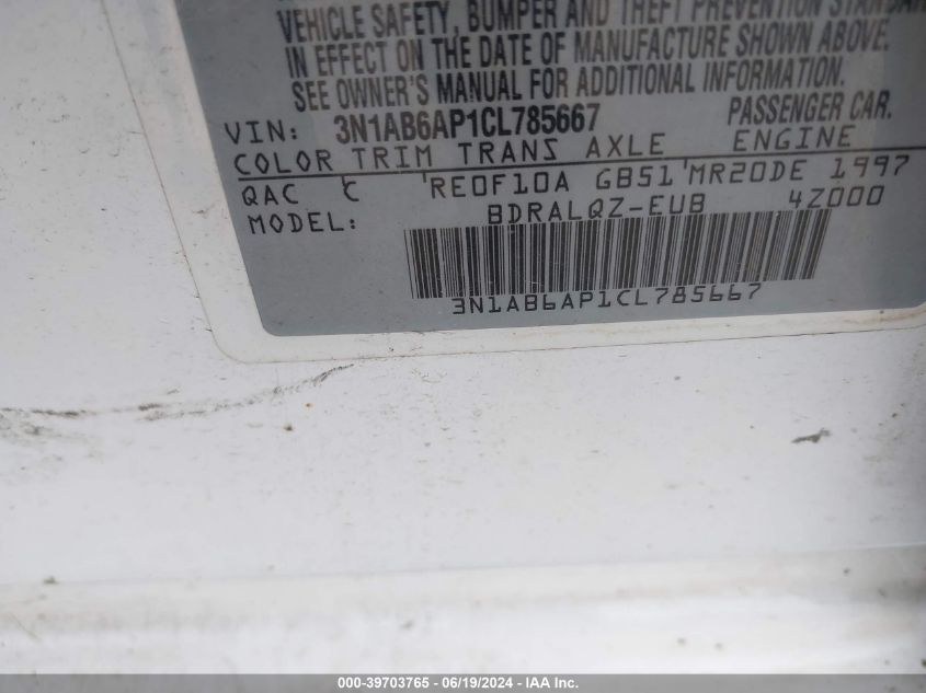 3N1AB6AP1CL785667 2012 Nissan Sentra 2.0