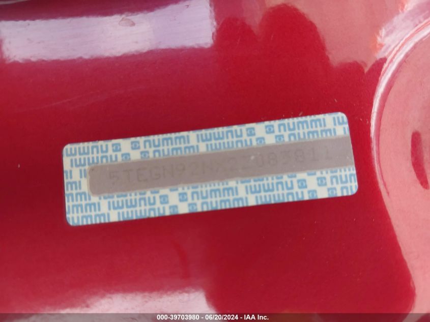 2002 Toyota Tacoma Prerunner V6 VIN: 5TEGN92NX2Z083811 Lot: 39703980