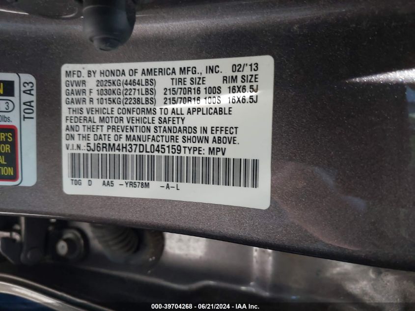 2013 HONDA CR-V LX - 5J6RM4H37DL045159