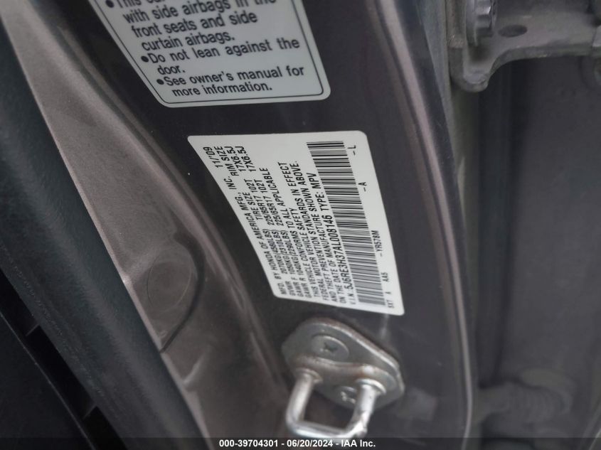 2010 Honda Cr-V Lx VIN: 5J6RE3H37AL008146 Lot: 39704301