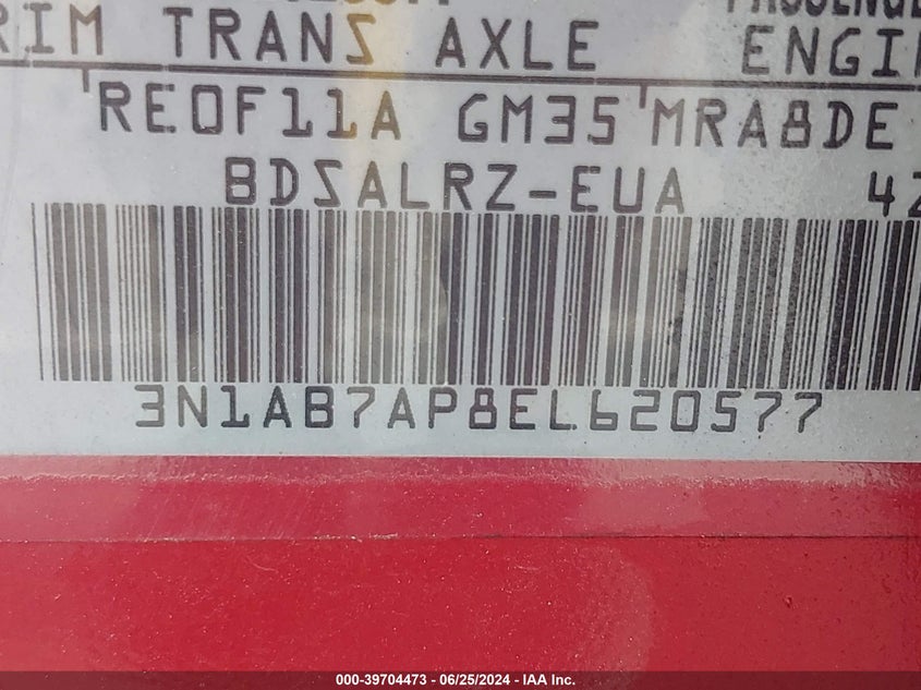 2014 Nissan Sentra Sr VIN: 3N1AB7AP8EL620577 Lot: 39704473