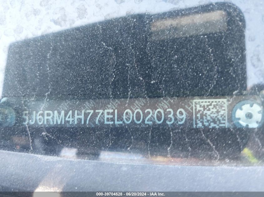 2014 Honda Cr-V Exl VIN: 5J6RM4H77EL002039 Lot: 39704528
