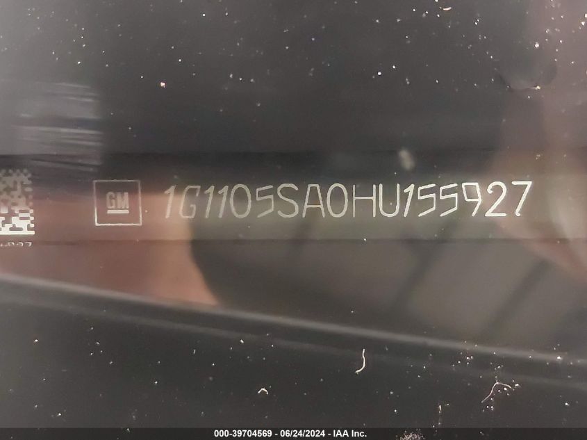 2017 Chevrolet Impala 1Lt VIN: 1G1105SA0HU155927 Lot: 39704569