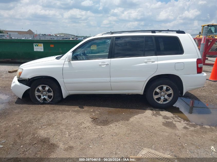 2007 Toyota Highlander V6 VIN: JTEEP21A370196686 Lot: 39704615
