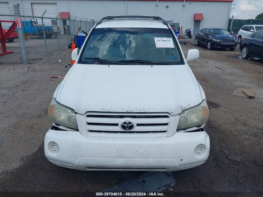 2007 Toyota Highlander V6 VIN: JTEEP21A370196686 Lot: 39704615
