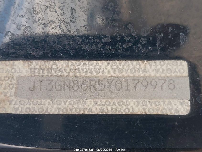 JT3GN86R5Y0179978 2000 Toyota 4Runner Sr5 V6
